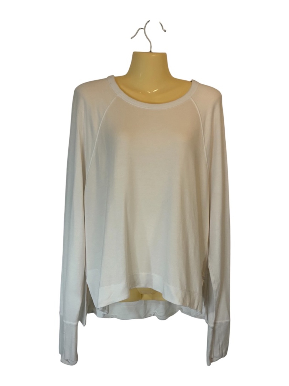 Athleta Long Sleeve Scoop Neck Top Thumbholes Athleisure Sporty White XL